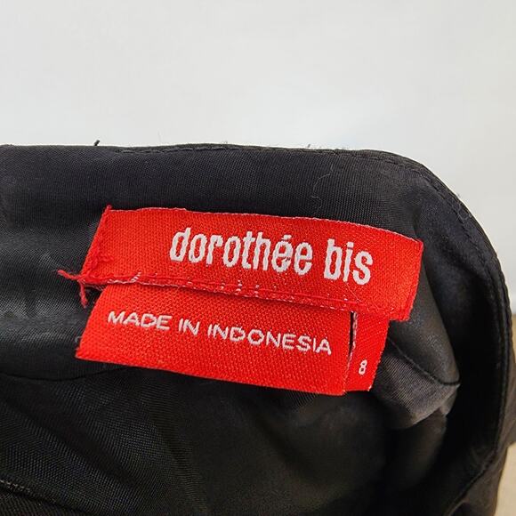 Dorothee Bis Pleated Skirt Size 8 Black Velvet Trim Acanthus A-line Whimsigoth - Picture 10 of 11